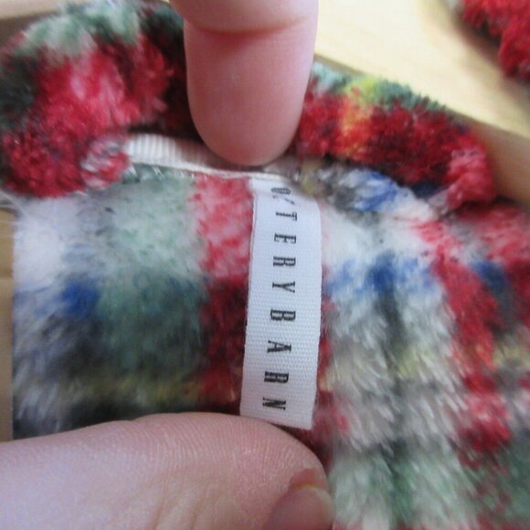 Pottery Barn Women's Plaid Robe Medium Red Multicolor Belted Long Sleeve 692 - Picture 3 of 10